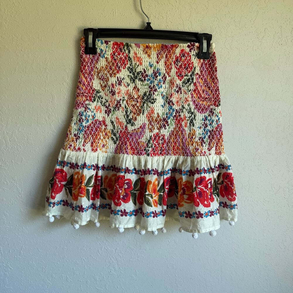 FARM Rio Multicolor Floral Smocked Mini Skirt